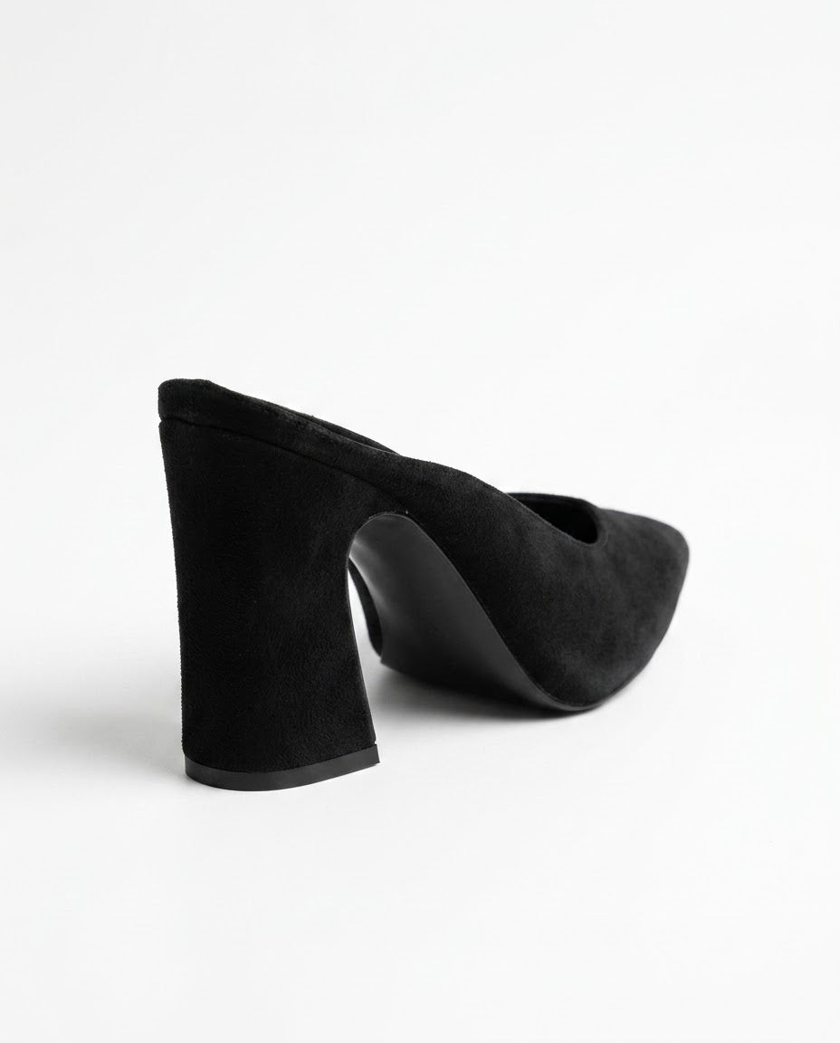 Lorena Sculpted-Heel Suede Mule in Black by VIVACE – product image 7