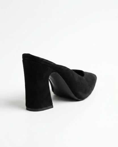 Lorena Sculpted-Heel Suede Mule in Black by VIVACE – product image 7