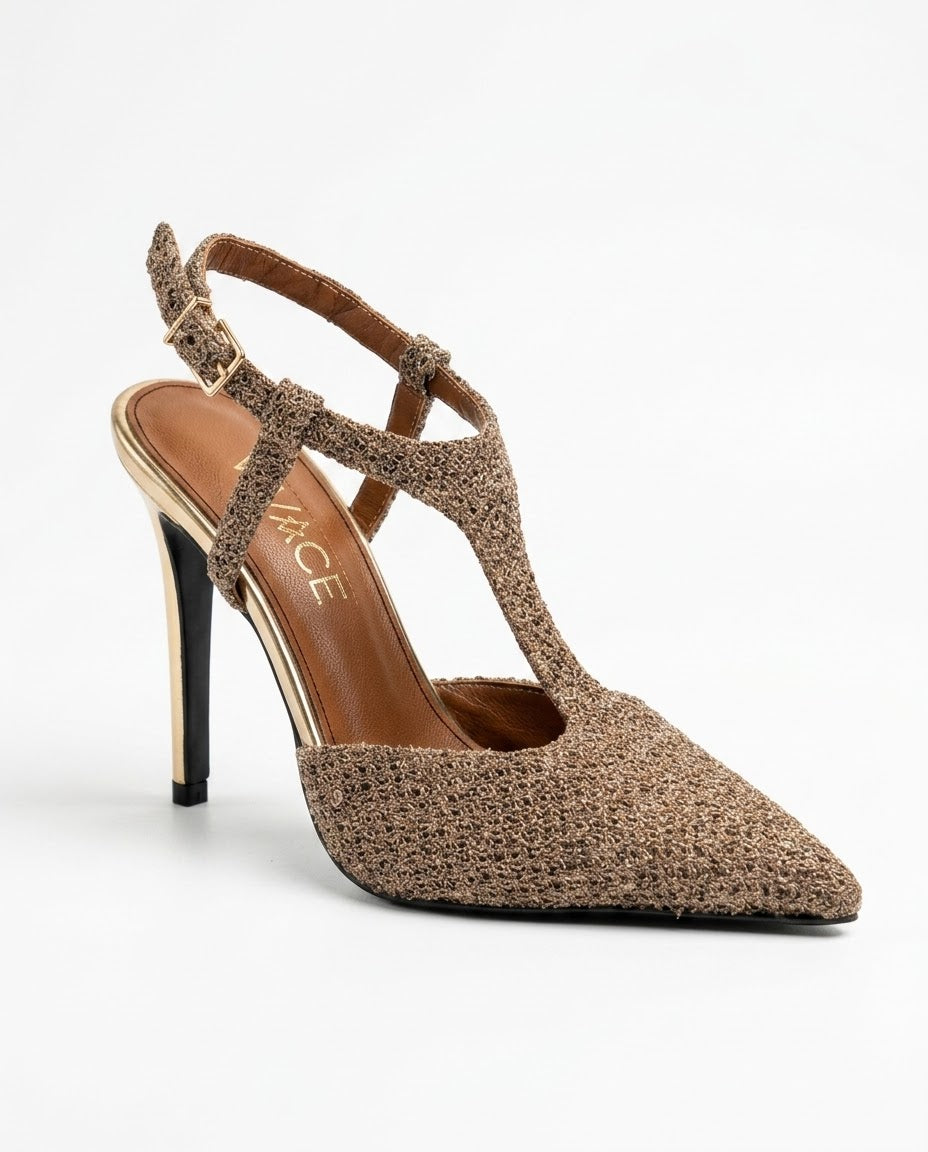 Solène T-Strap Pump in Brown by VIVACE – product image 1
