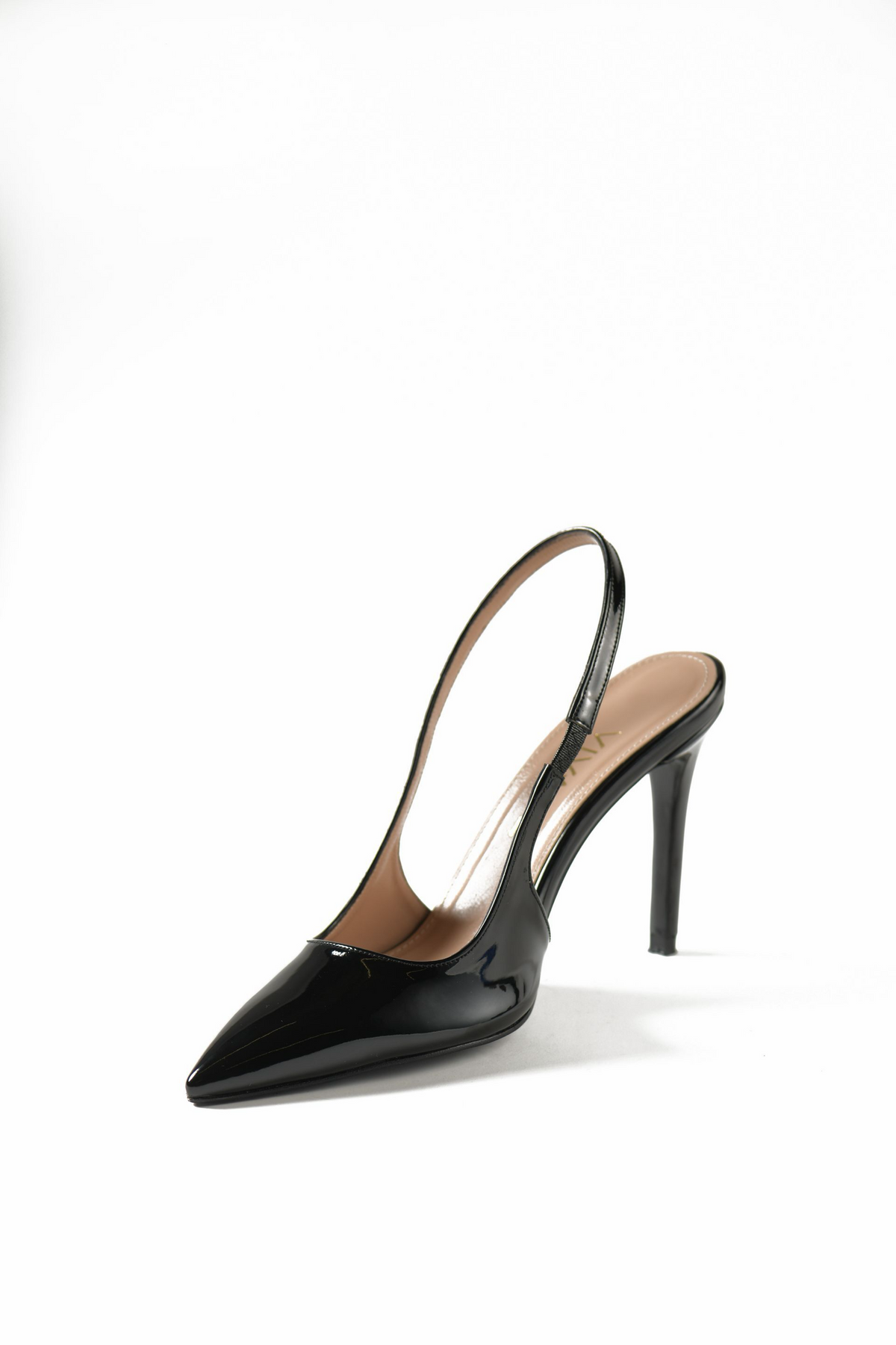 Giselle black patent pointed-toe slingback pump by VIVACE, alternate view