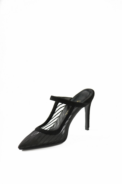 Élodie black sheer-stripe mesh mule by VIVACE, alternate view