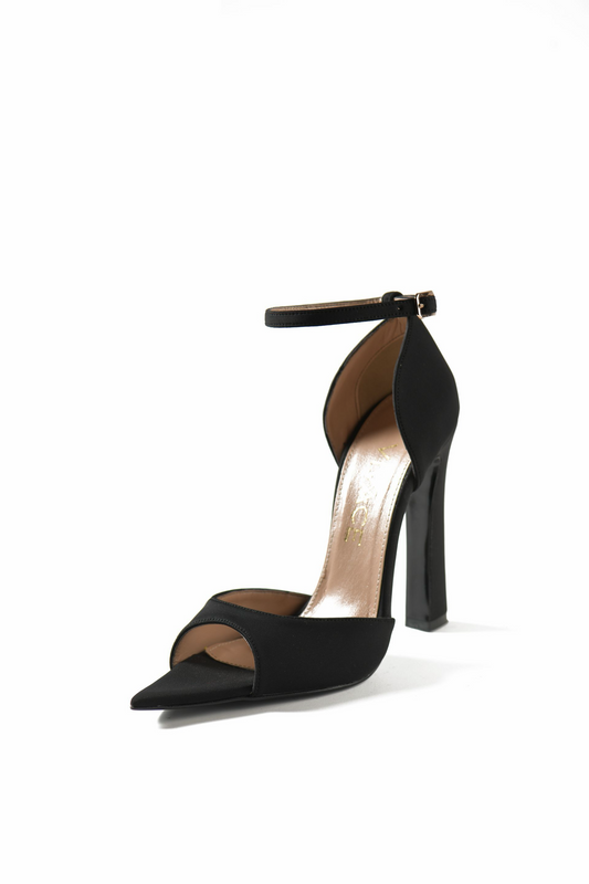 Roxane black peep-toe ankle-strap pump by VIVACE, alternate front view