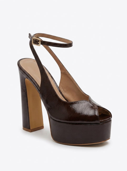 Isadora brown platform sandal by VIVACE, product view