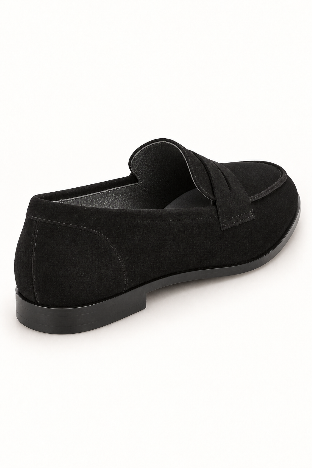 Noémie black suede penny loafer – rear view